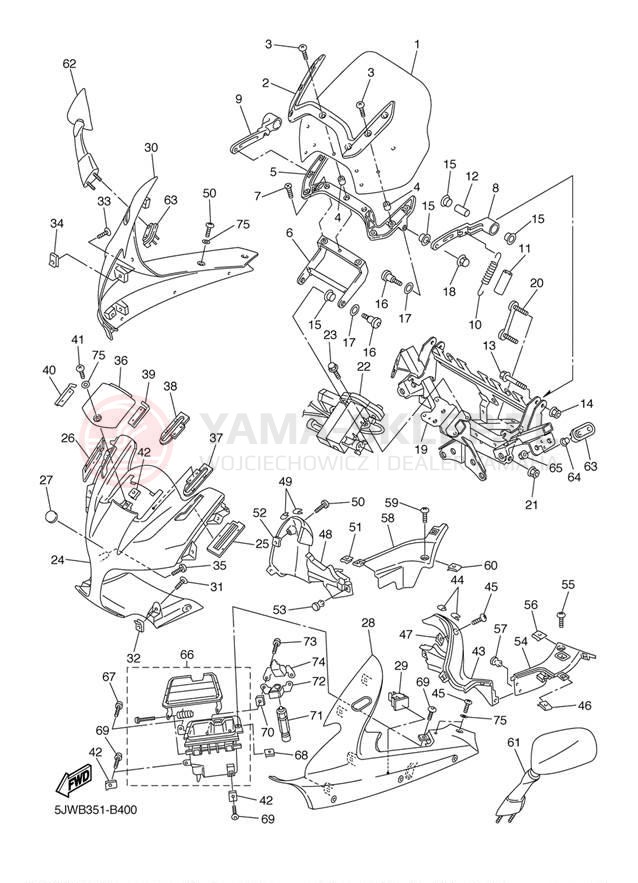 Schemat "elementy nadwozia" do Yamaha FJR1300 FJR13T/FJR13TC