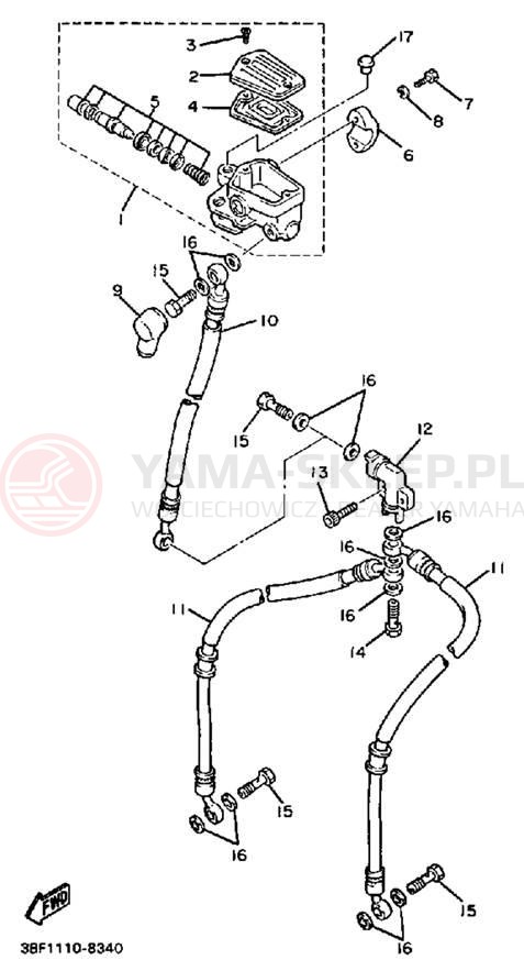 Schemat "Pompa hamulcowa przednia" do Yamaha FZR400SUC