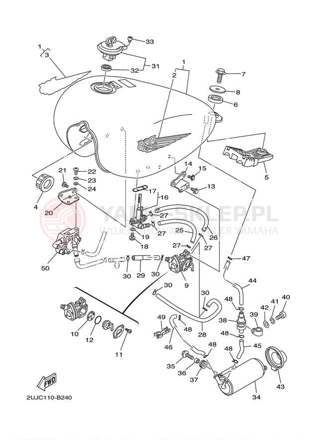 Schemat "zbiornik paliwa" do Yamaha VIRAGO 250 XV250R/XV250RC