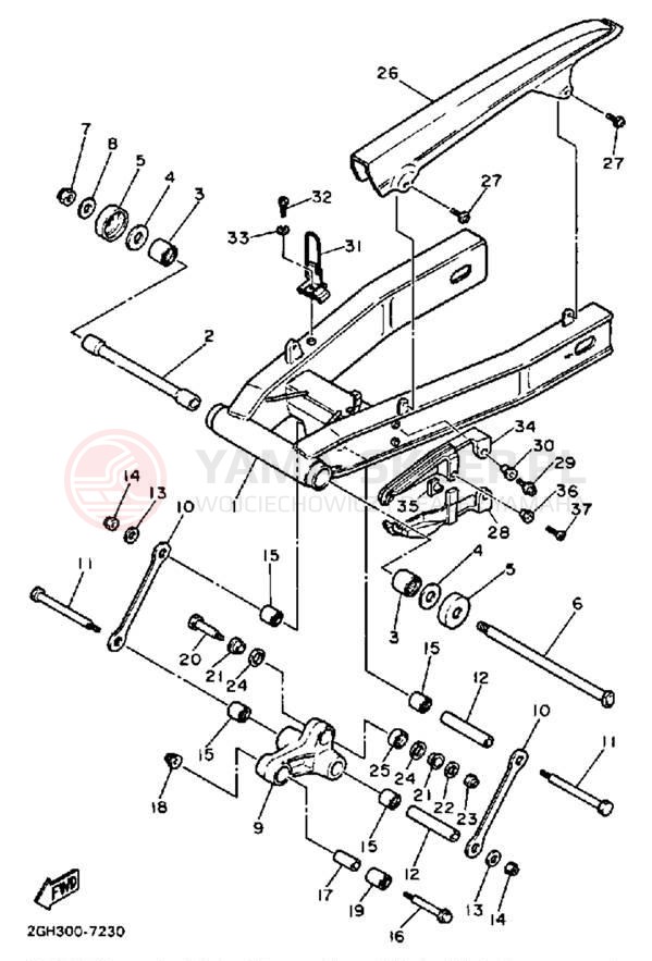 Schemat "wahacz" do Yamaha FZR1000TC/FZR1000T