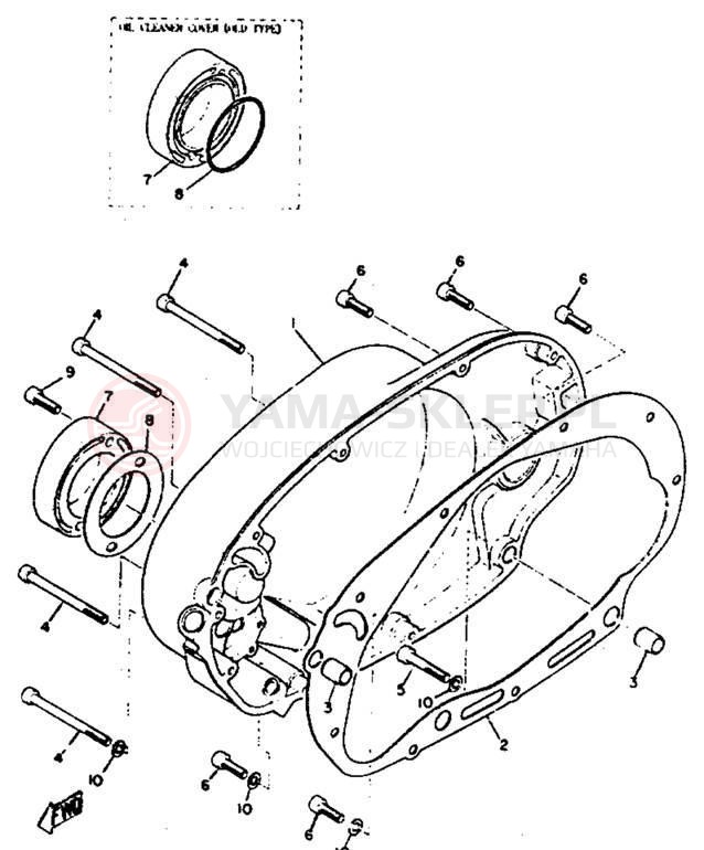 Schemat "Pokrywa silnika" do Yamaha XS1B