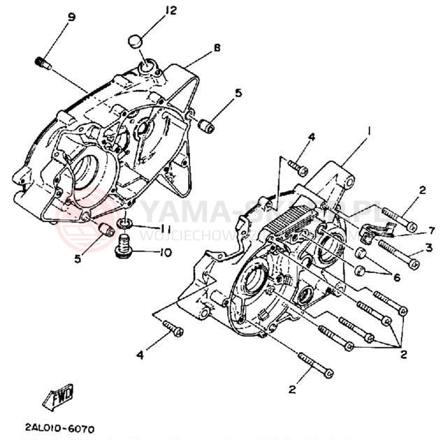 Schemat "Obudowa silnika" do Yamaha YSR50B