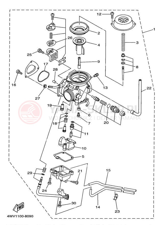 Schemat "Gaźnik" do Yamaha GRIZZLY YFM600FWAK/YFM600FWAK