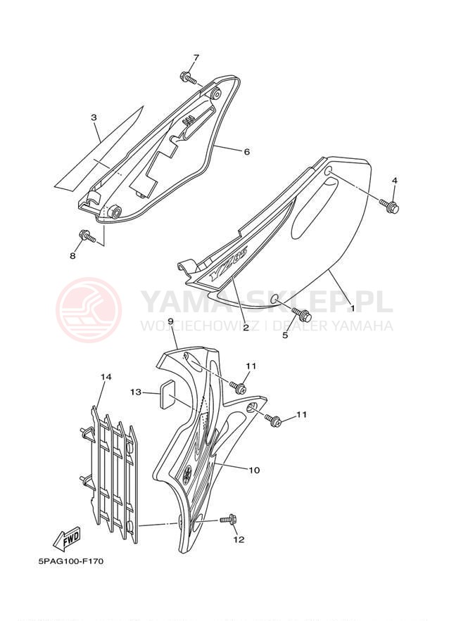Schemat "Pokrywa boczna" do Yamaha YZ85 YZ85W1