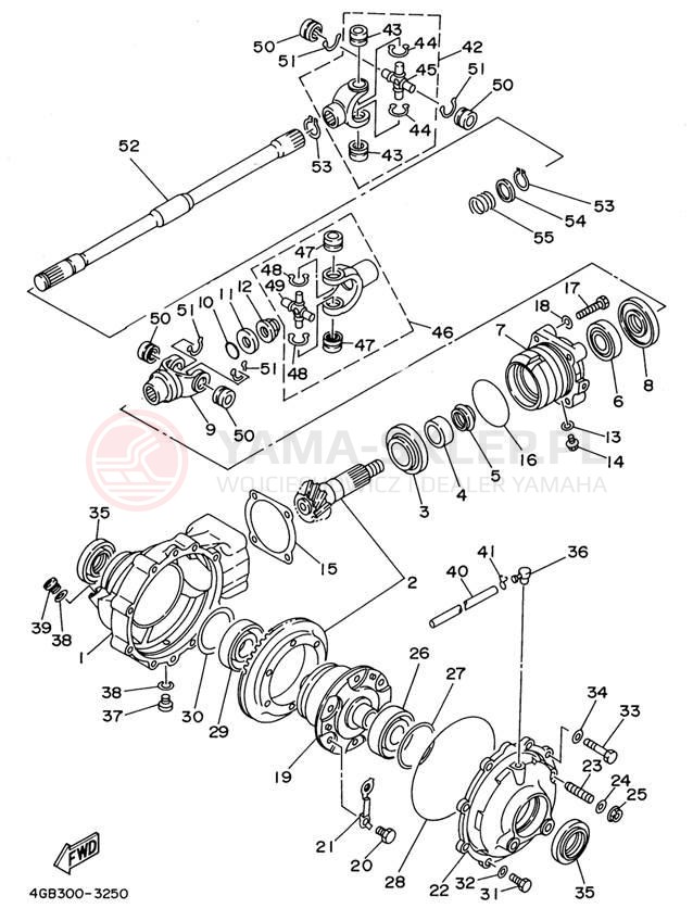 Schemat "Wał napędowy przód" do Yamaha TIMBERWOLF 4WD YFB250FWK