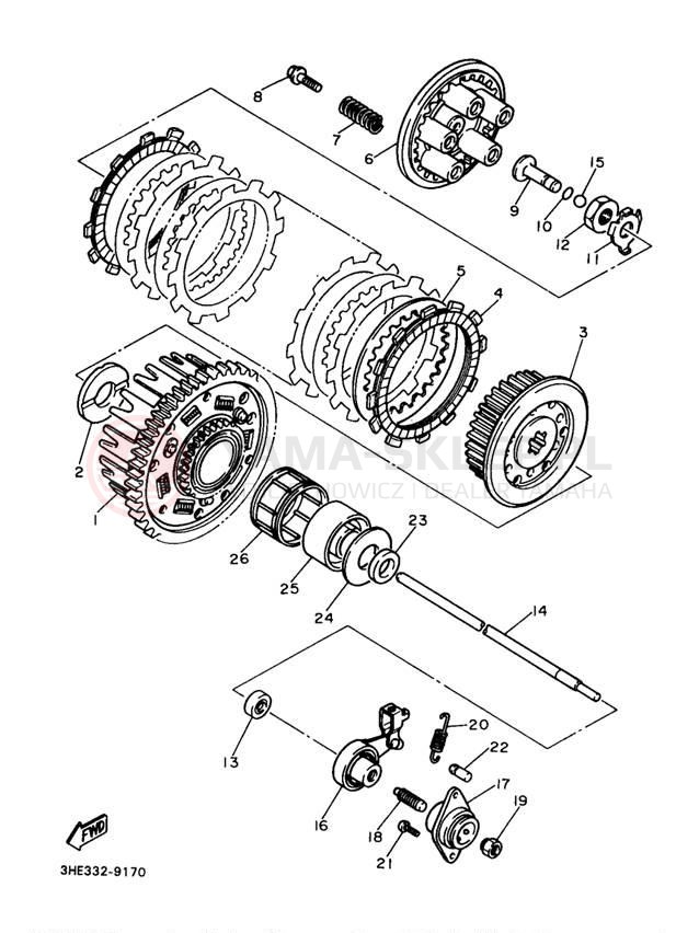 Schemat "sprzęgło" do Yamaha FZR600RJ/FZR600RJC