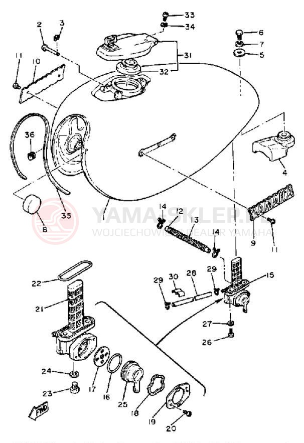 Schemat "zbiornik paliwa" do Yamaha XS650SH