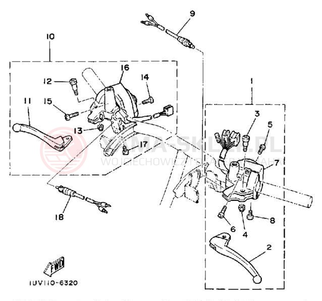 Schemat "Kierownica i osprzęt" do Yamaha CE50ES