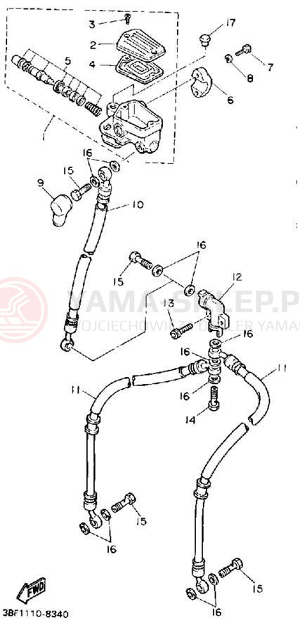 Schemat "Pompa hamulcowa przednia" do Yamaha FZR400A