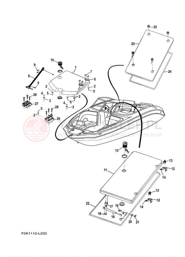 Schemat "DECK HATCH" do Yamaha AR210 LAT1100AL