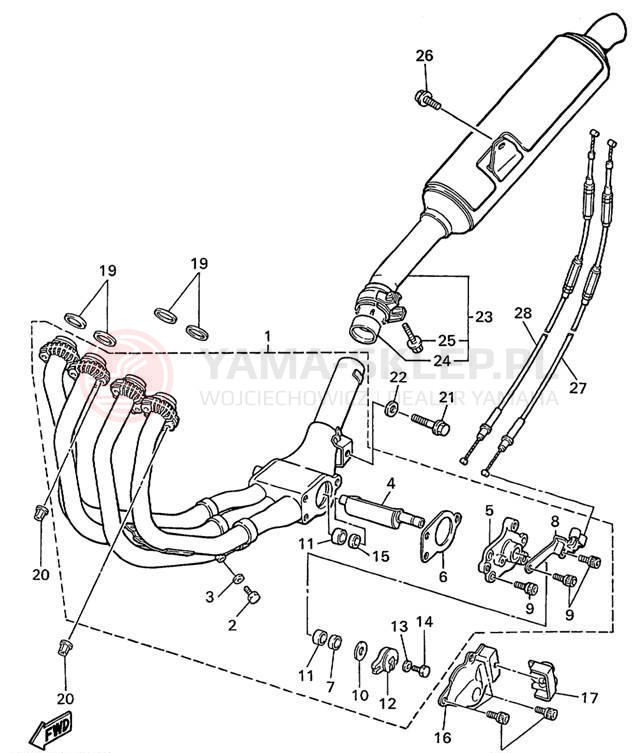 Schemat "Wydech końcowy" do Yamaha FZR600RLC/FZR600RL