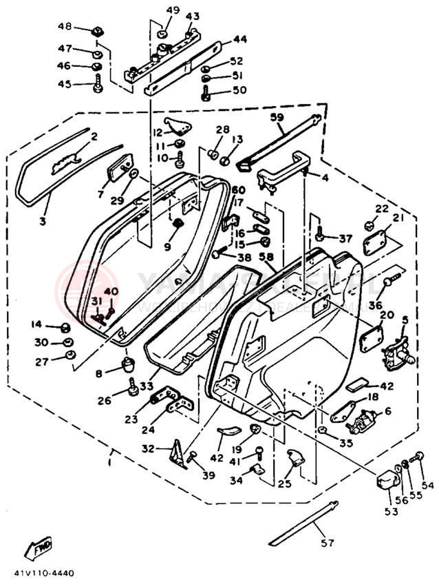 Schemat "Kufry boczne" do Yamaha XVZ12DN
