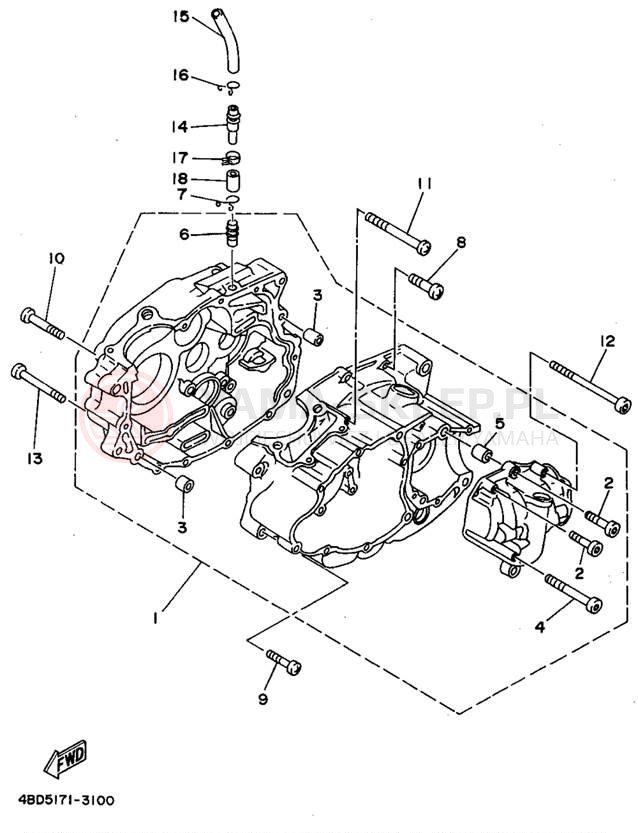 Schemat "Obudowa silnika" do Yamaha TIMBERWOLF 2WD YFB250F