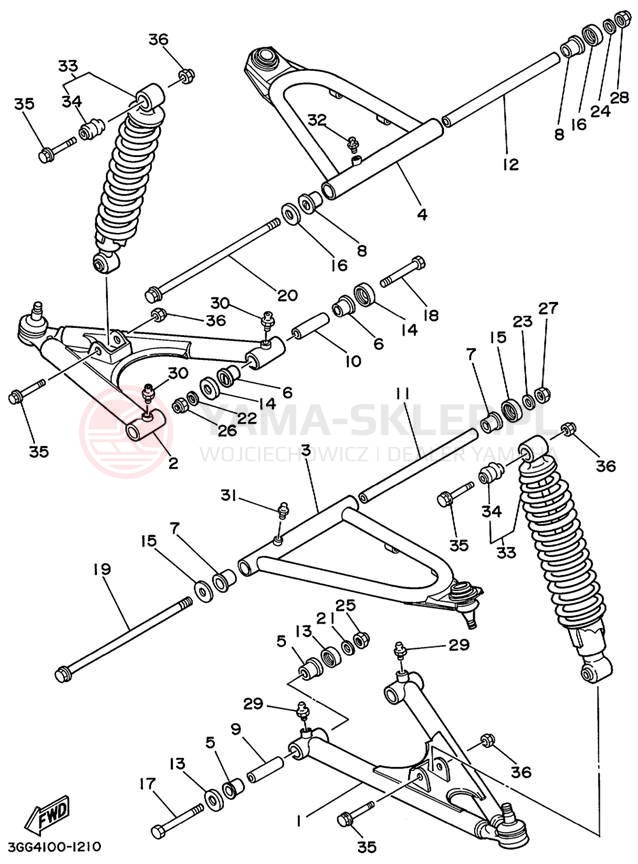 Schemat "Koło przód" do Yamaha BANSHEE YFZ350L