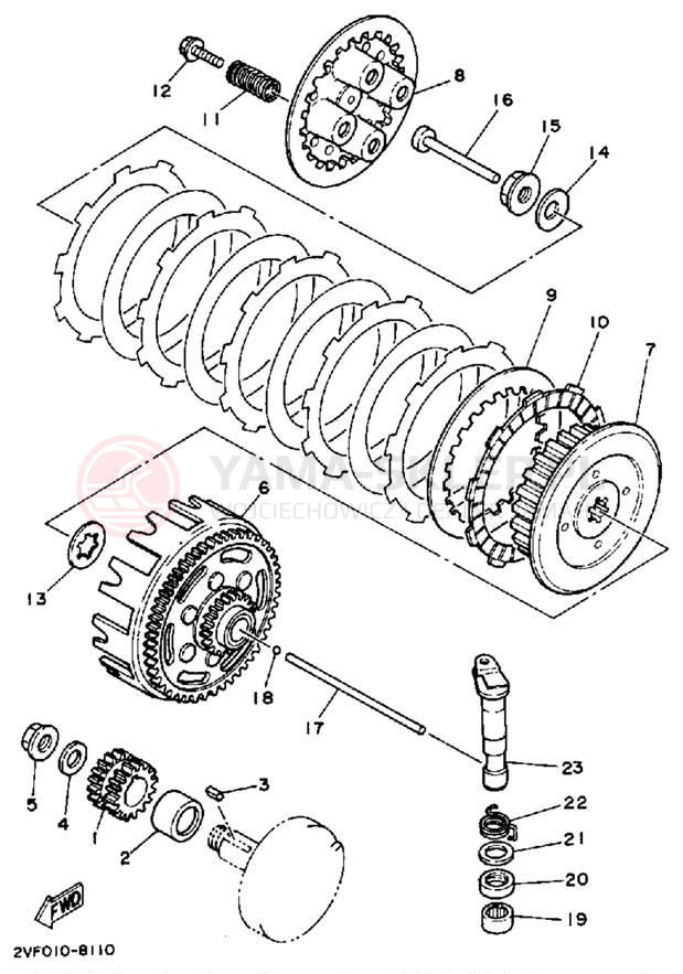 Schemat "sprzęgło" do Yamaha YZ80W