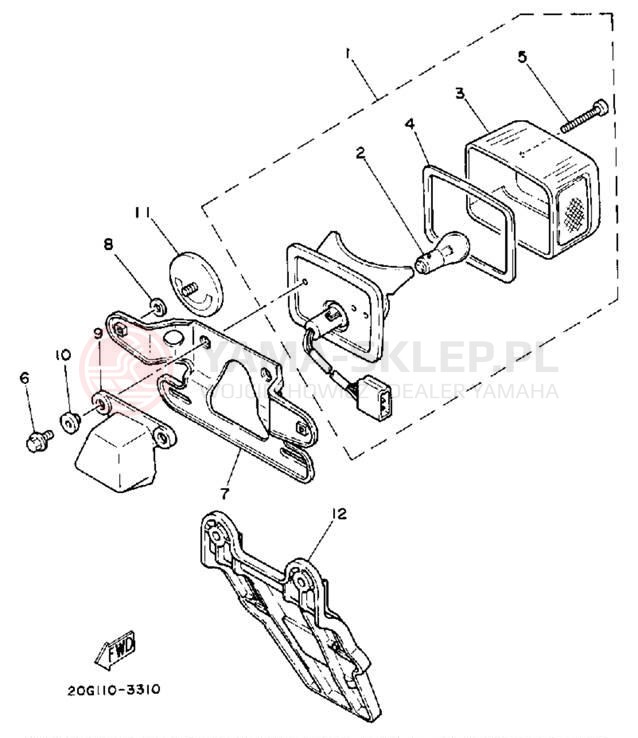 Schemat "lampa tył" do Yamaha RIVA 50 CA50S