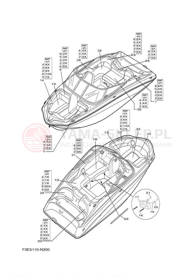Schemat "Schowek pod siedzeniem," do Yamaha AR192 RM1800BN/RM1800AN