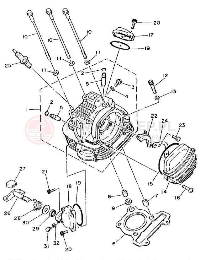 Schemat "głowica" do Yamaha MOTO-4 YFM225S