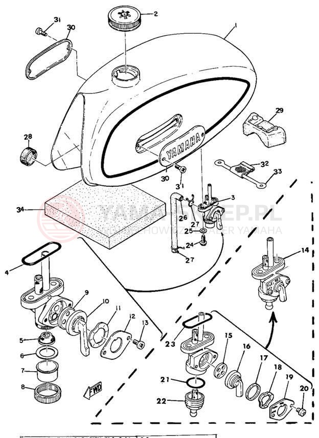 Schemat "zbiornik paliwa" do Yamaha DT1E/DT1MX