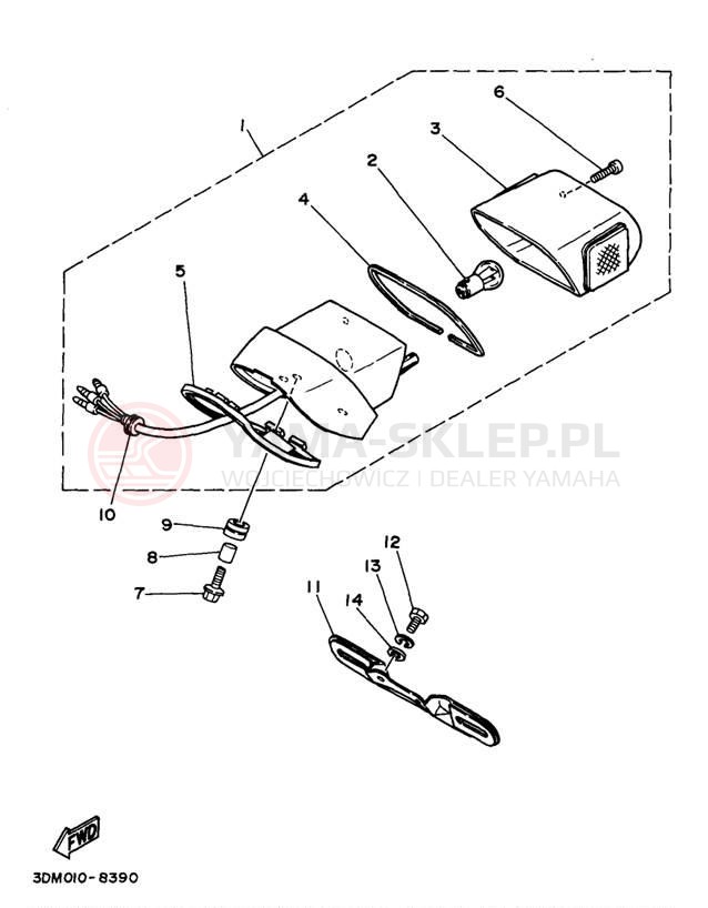 Schemat "lampa tył" do Yamaha VIRAGO 250 XV250KC/XV250K