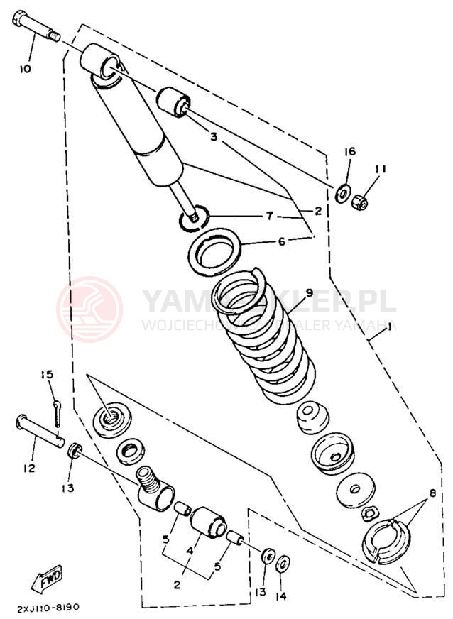 Schemat "zawieszenie tył" do Yamaha BLASTER YFS200D_MN