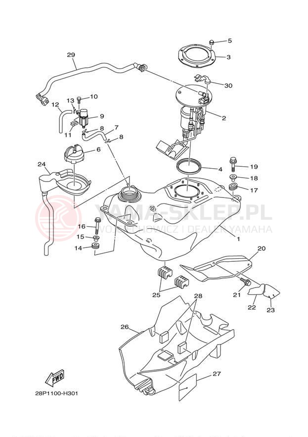 Schemat "zbiornik paliwa" do Yamaha YFM700DHE