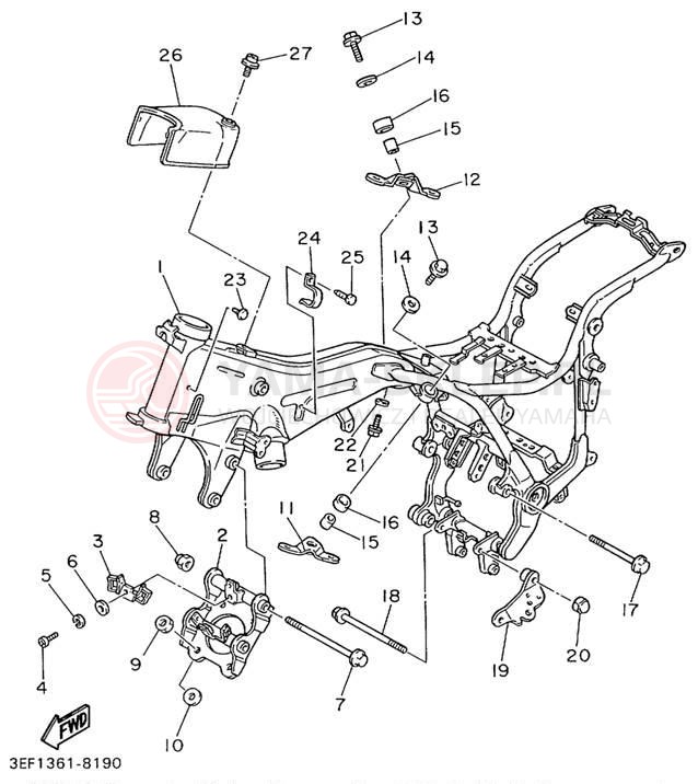 Schemat "rama" do Yamaha VIRAGO 1100 XV1100L/XV1100LC