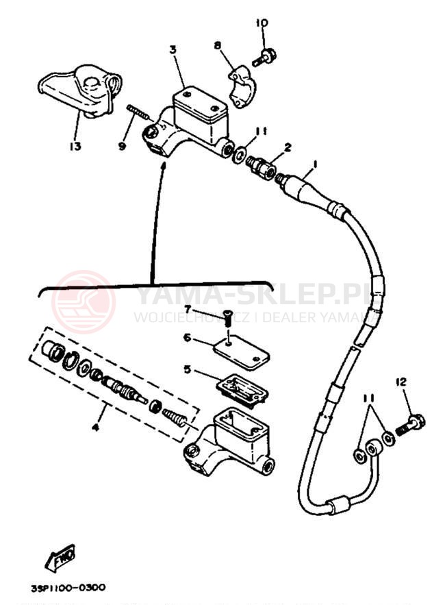 Schemat "Pompa hamulcowa przednia" do Yamaha YZ250 YZ250B1