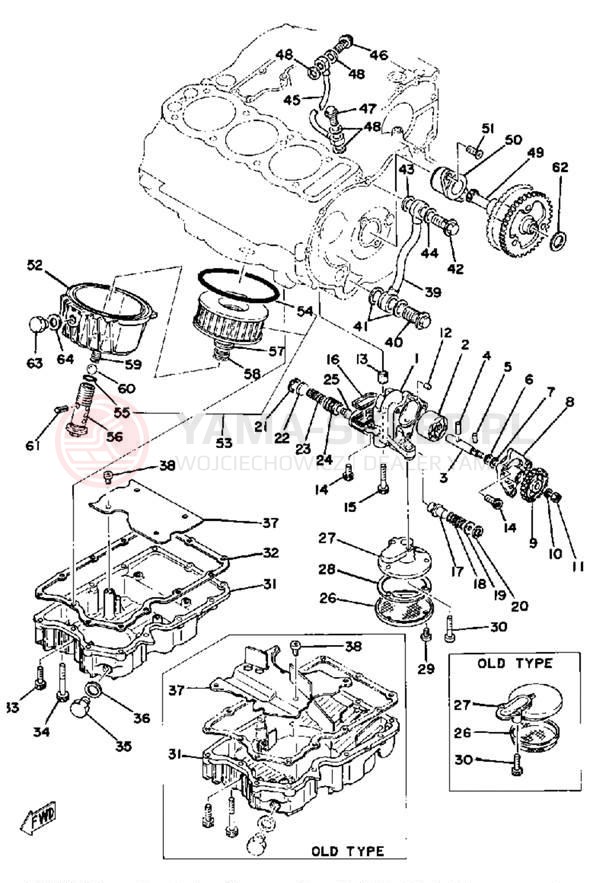 Schemat "Pompa olejowa - filtr oleju" do Yamaha XS750-2D/XS750D
