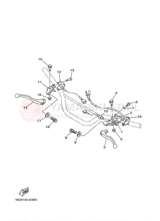 Schemat "Kierownica i osprzęt" do Yamaha TTR125E_LE TTR125LEY/TTR125EY