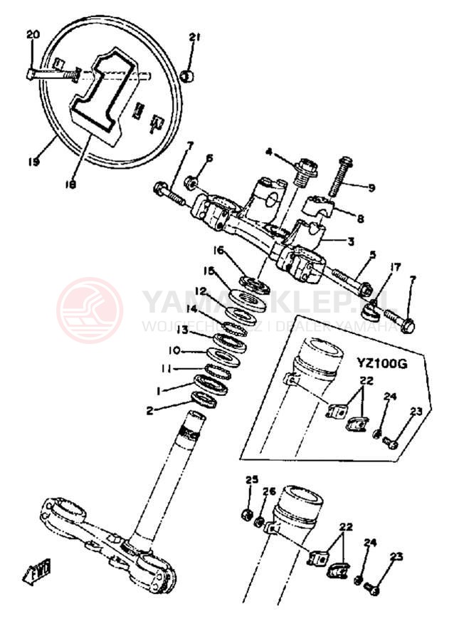 Schemat "Półki zawieszenia" do Yamaha YZ100G