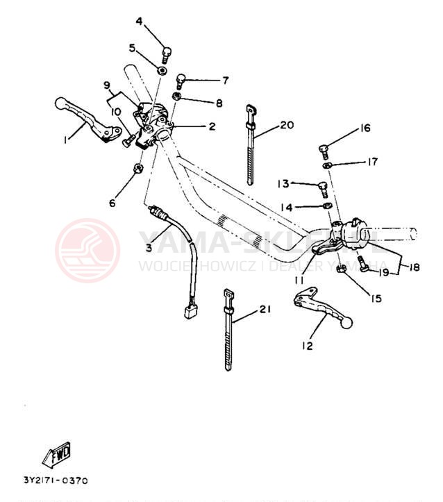 Schemat "Kierownica i osprzęt" do Yamaha XT250J