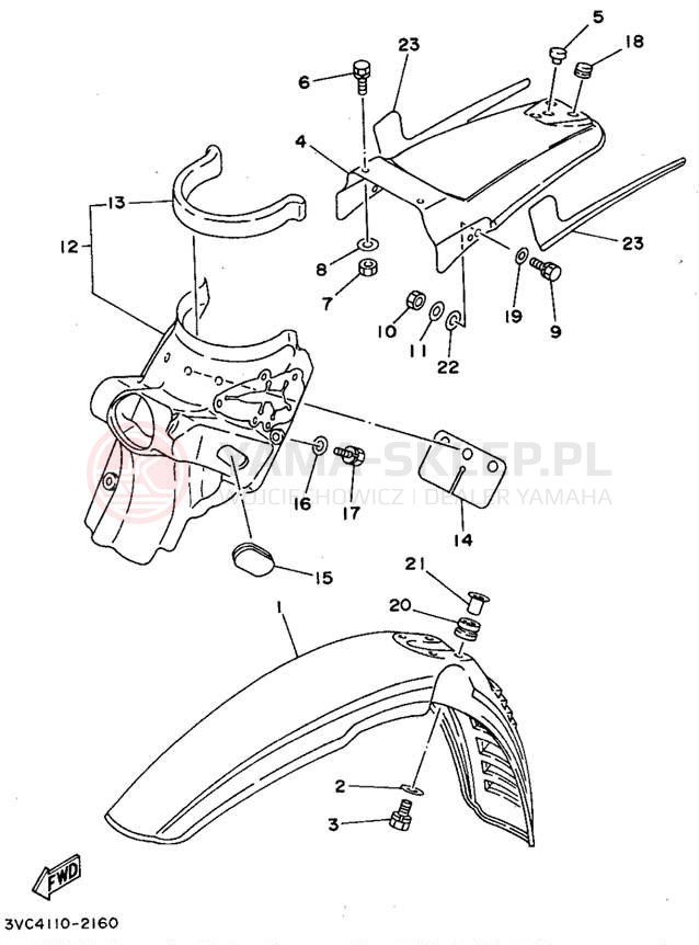 Schemat "błotnik" do Yamaha RT180E