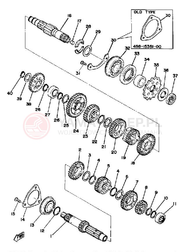 Schemat "Skrzynia biegów " do Yamaha DT250C/DT400C