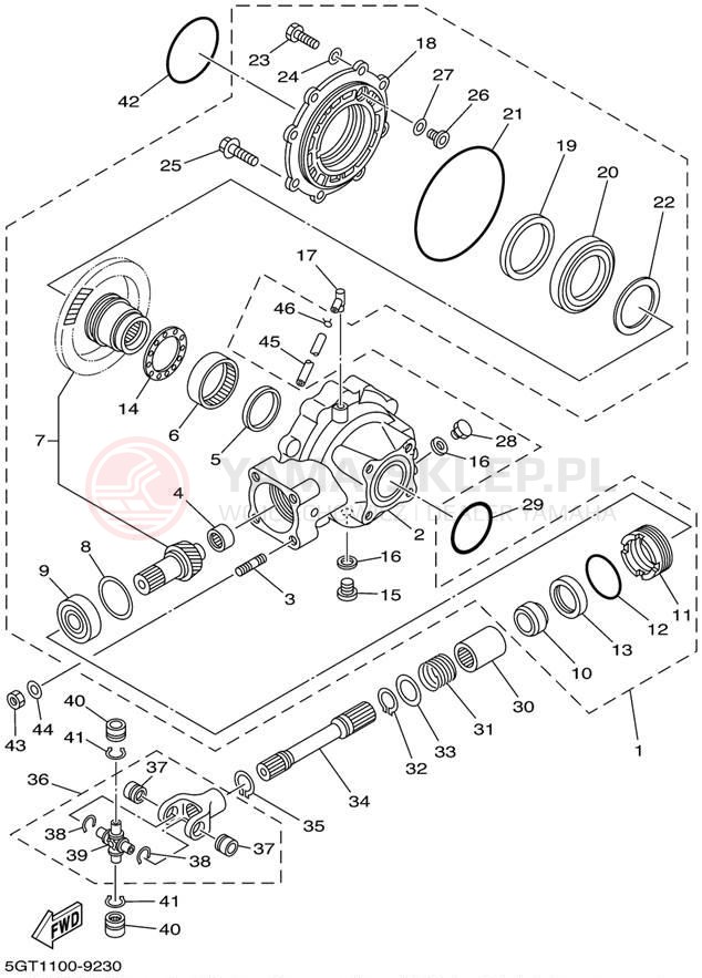 Schemat "Wał napędowy" do Yamaha GRIZZLY YFM600FWAL/YFM600FWAL