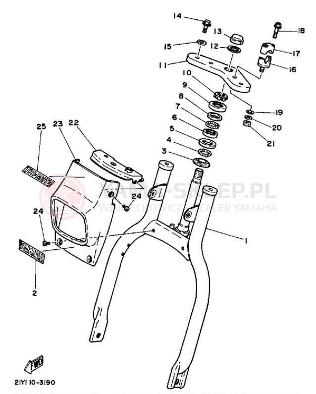 Schemat "Amortyzatory przód" do Yamaha YT125L