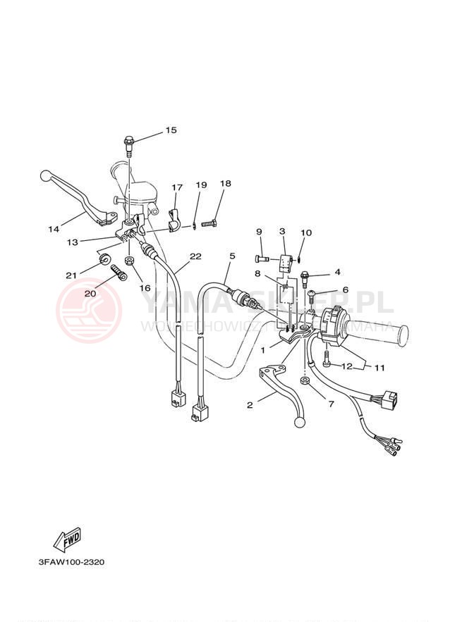 Schemat "Kierownica i osprzęt" do Yamaha BREEZE YFA1S/YFA1SC