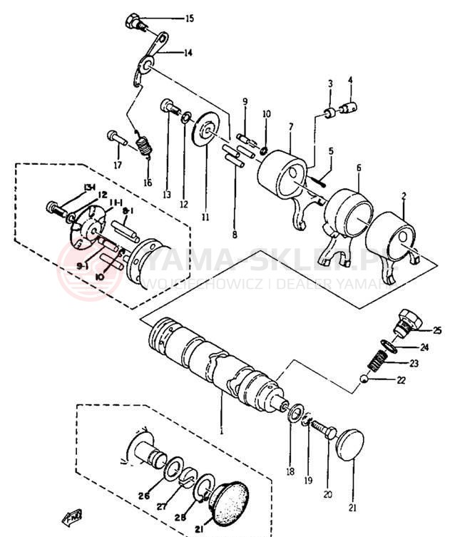 Schemat "Dźwignia zmiany biegów, wałek" do Yamaha YCS1/YCS1C