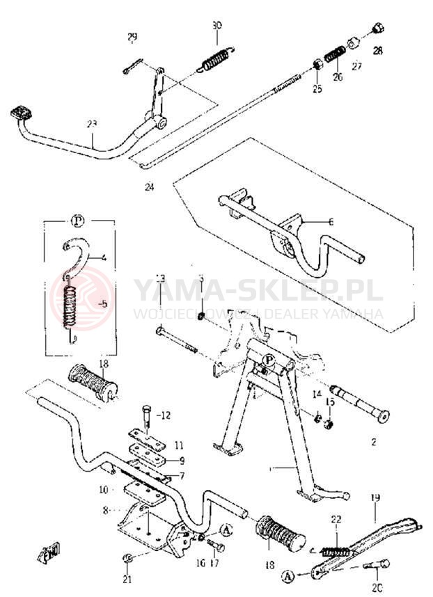 Schemat "Stopka postoj., dźw. Hamulca tył" do Yamaha YL1E