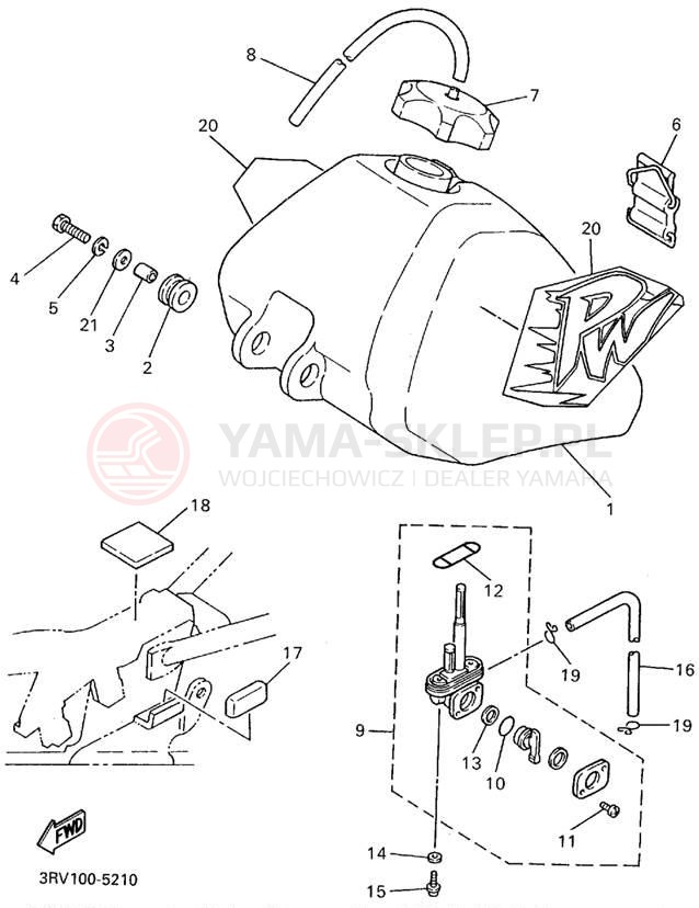 Schemat "zbiornik paliwa" do Yamaha Y-ZINGER PW80G