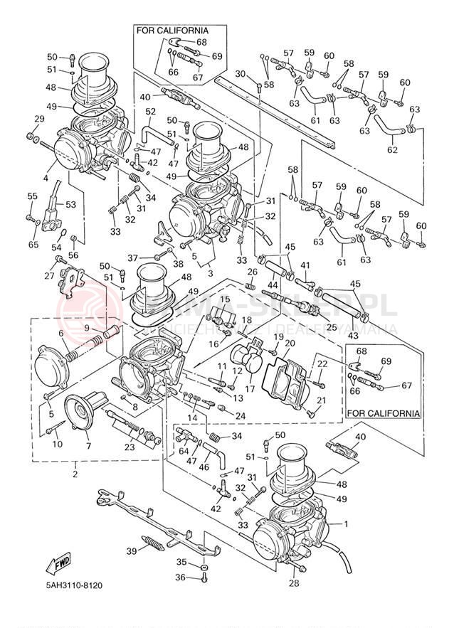 Schemat "Gaźnik" do Yamaha YZF600R YZF600RM/YZF600RMC