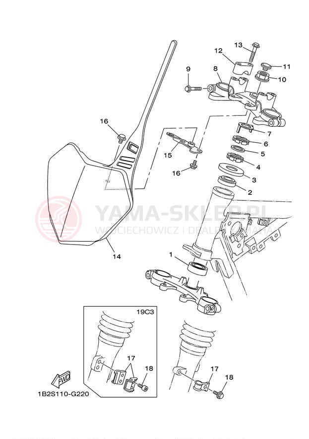Schemat "Półki zawieszenia" do Yamaha TTR125LE TTR125LEX/TTR125EX