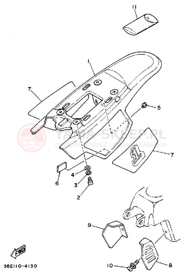 Schemat "Tylny błotnik" do Yamaha Y-ZINGER PW50N