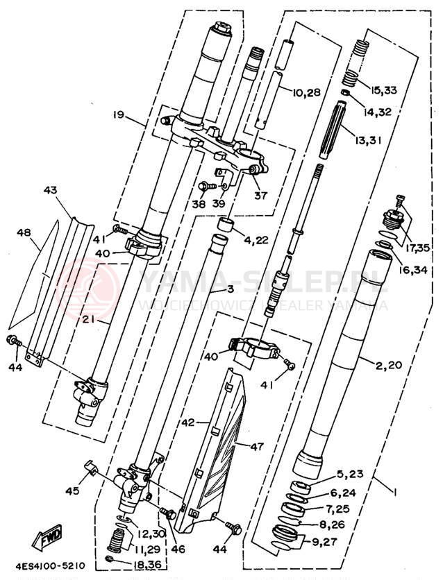 Schemat "Amortyzatory przód" do Yamaha YZ80G1