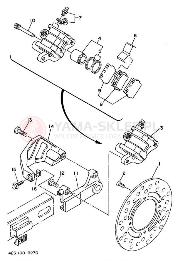 Schemat "Zacisk hamulcowy tylny" do Yamaha YZ80G1