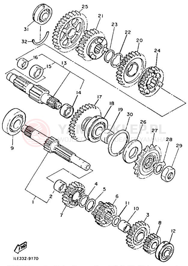 Schemat "Skrzynia biegów " do Yamaha GTS1000AE/GTS1000AEC