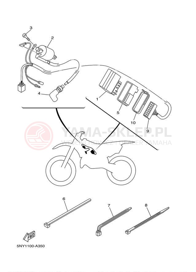 Schemat "układ elektryczny" do Yamaha YZ125 YZ125R