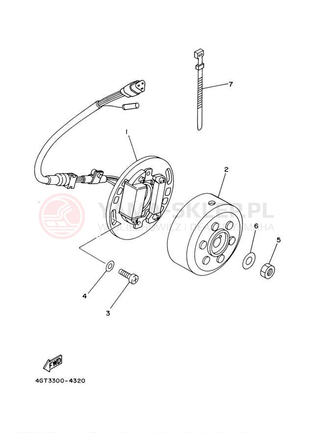 Schemat "prądnica" do Yamaha YZ80 YZ80M1