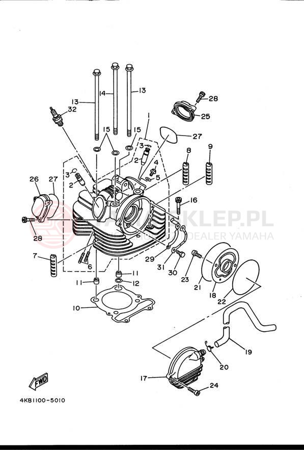 Schemat "głowica" do Yamaha WOLVERINE 4WD YFM350FXH_
