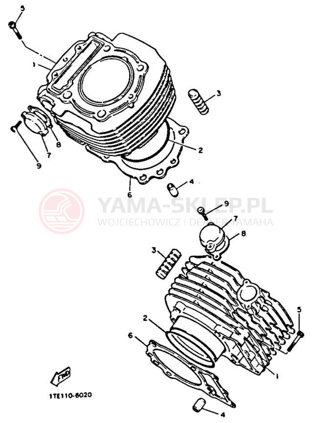 Schemat "cylinder" do Yamaha VIRAGO 1100 XV1100D/XV1100DC